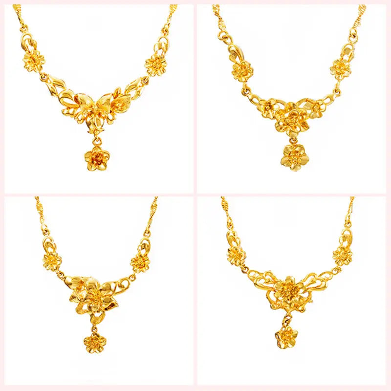 Gold Flower Necklace for Women Wedding Collarbone Chain