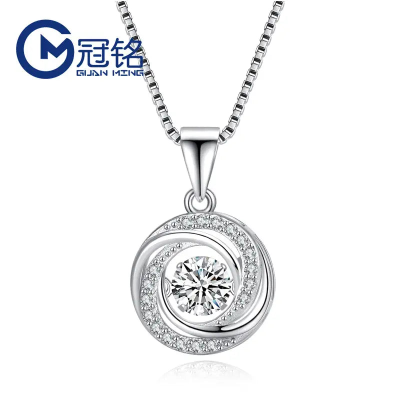 S925 Sterling Silver Round Pendant Necklace for Women