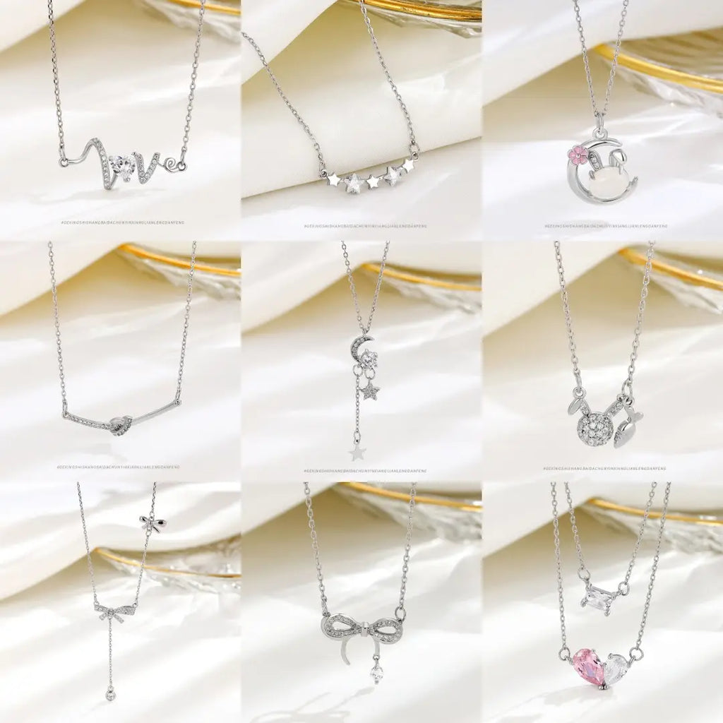 S925 Silver Necklaces for Women Elegant Daily Wear Jewelry