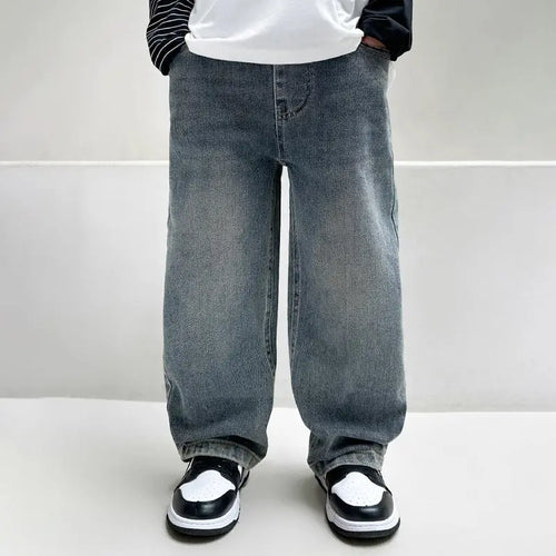 Wide Leg Denim Jeans Solid Blue