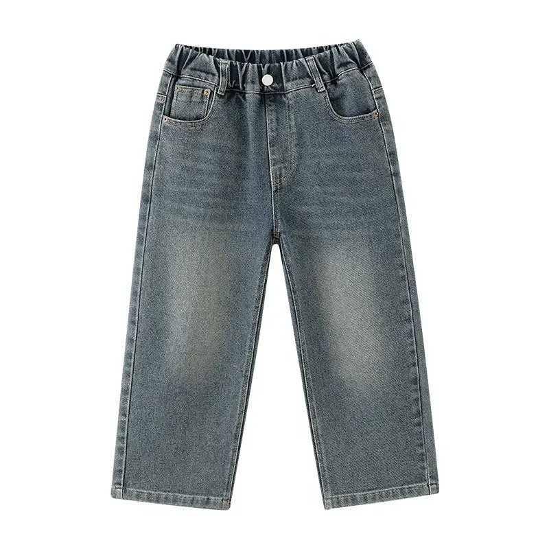 Wide Leg Denim Jeans Solid Blue