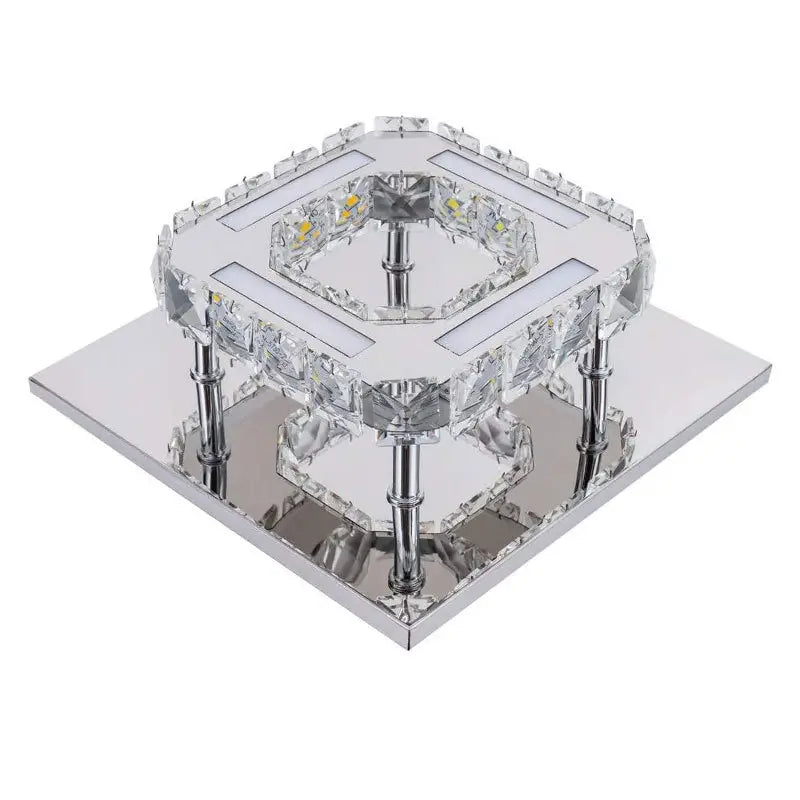 Modern Crystal Ceiling Light 20x20x8CM Amber Glow