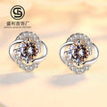 999 Silver Four Leaf Clover Earrings for Women