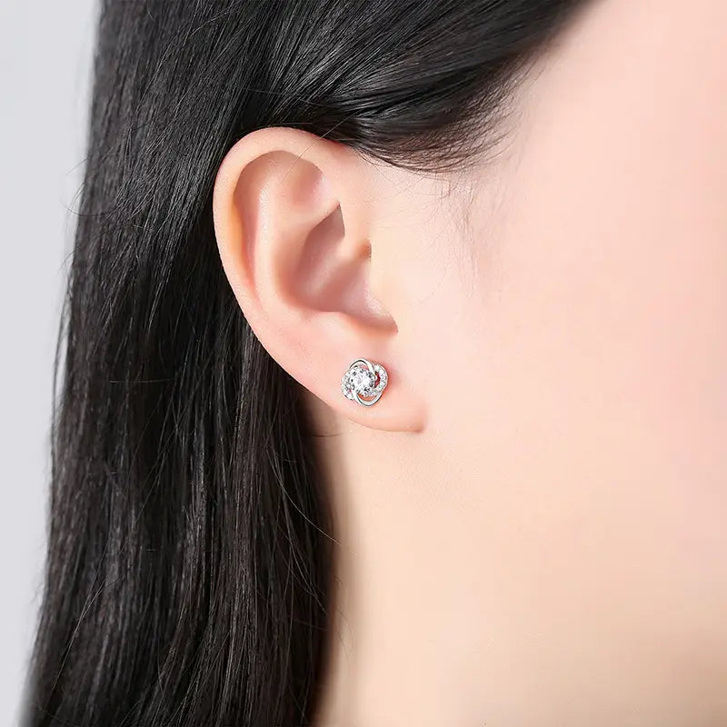 999 Silver Four Leaf Clover Earrings for Women