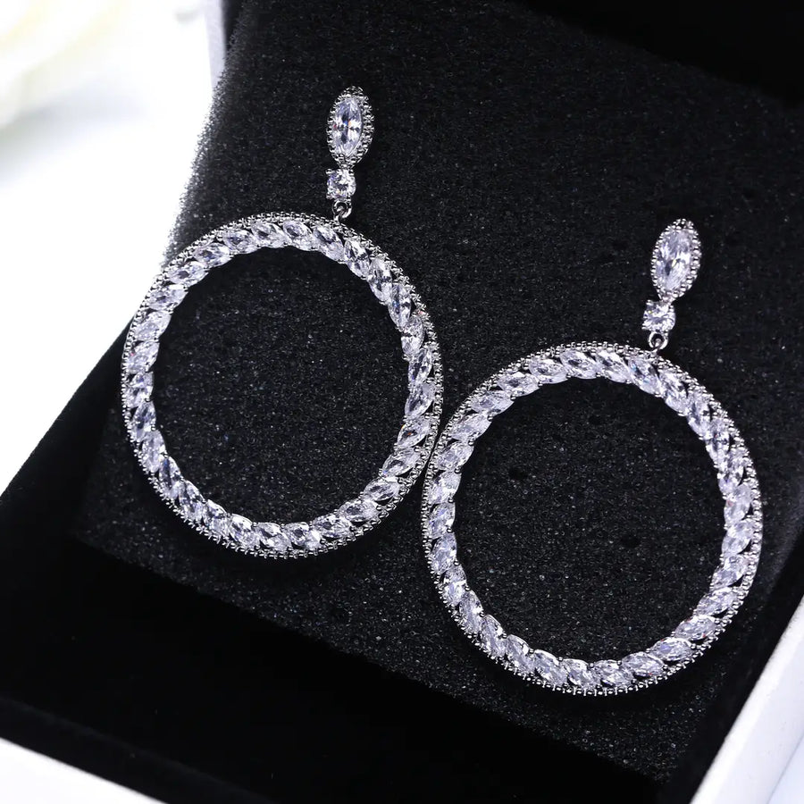 Geometric Circle Earrings S925 Silver Zircon Stones