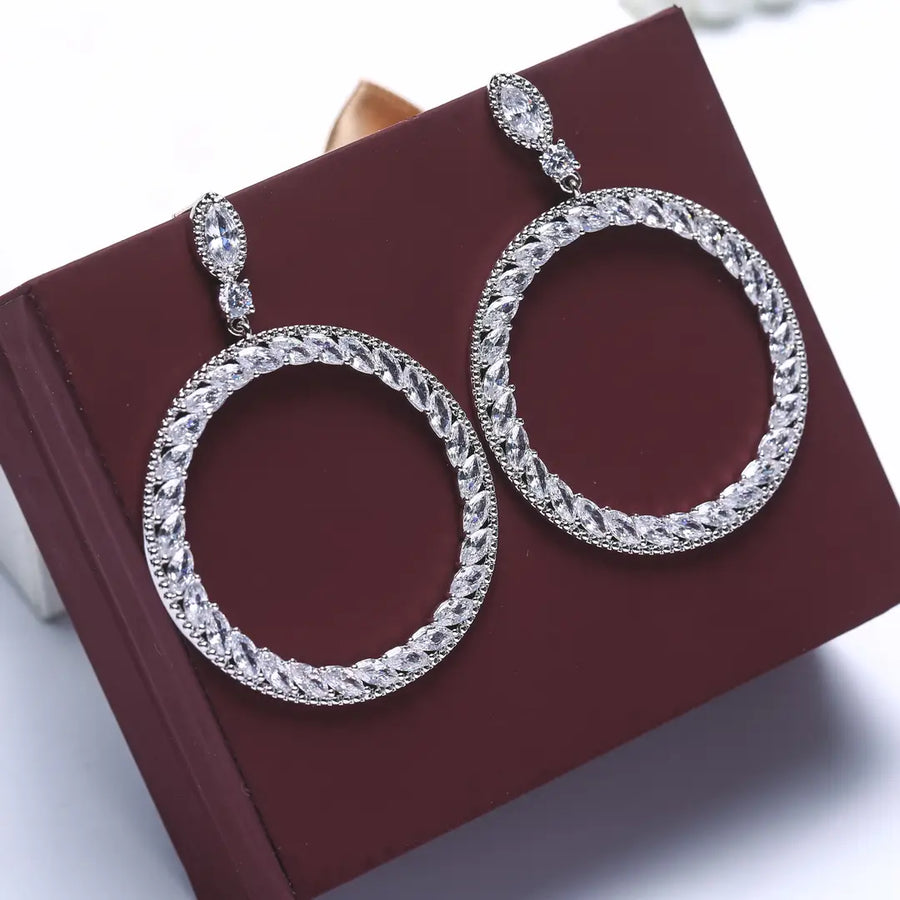 Geometric Circle Earrings S925 Silver Zircon Stones