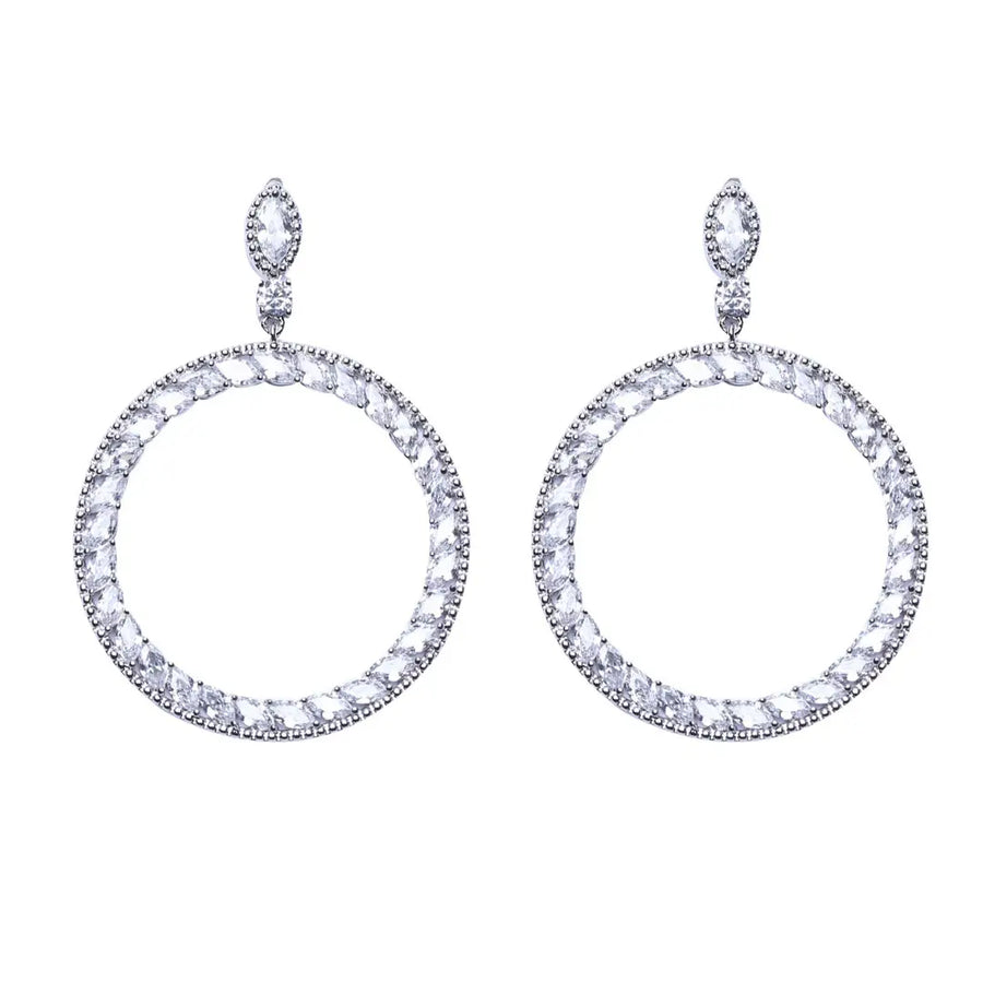 Geometric Circle Earrings S925 Silver Zircon Stones