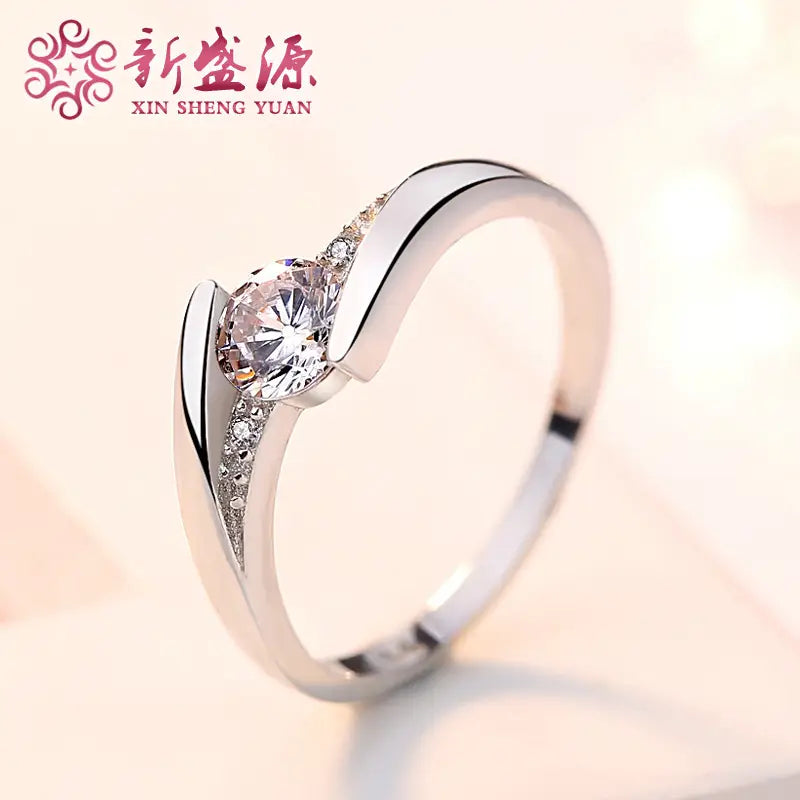 Sterling Silver Korean Diamond Wedding Ring