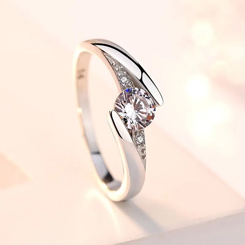 Sterling Silver Korean Diamond Wedding Ring
