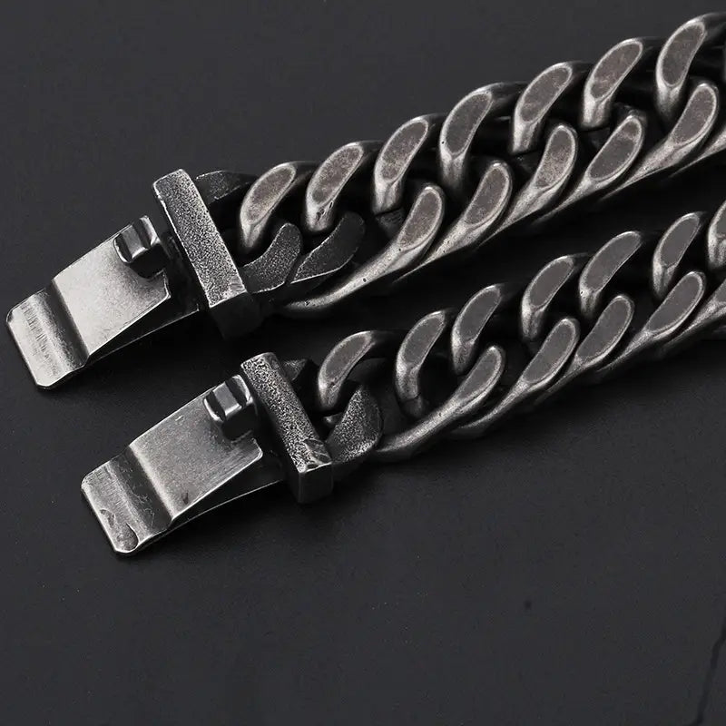 Black Titanium Steel Men's Chain Bracelet Magnetic Closure