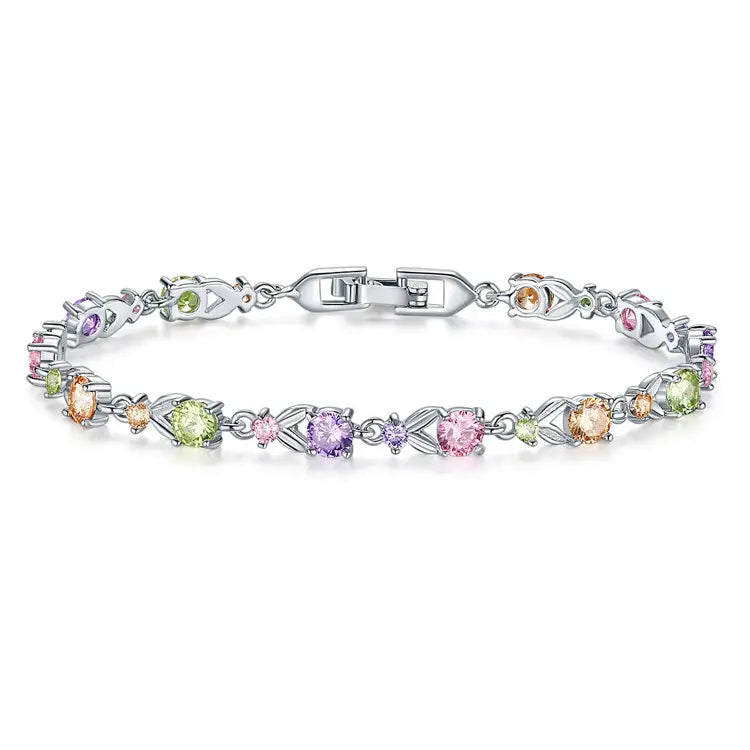 Multicolored Gemstone Bracelet for Women with Gold Plating
