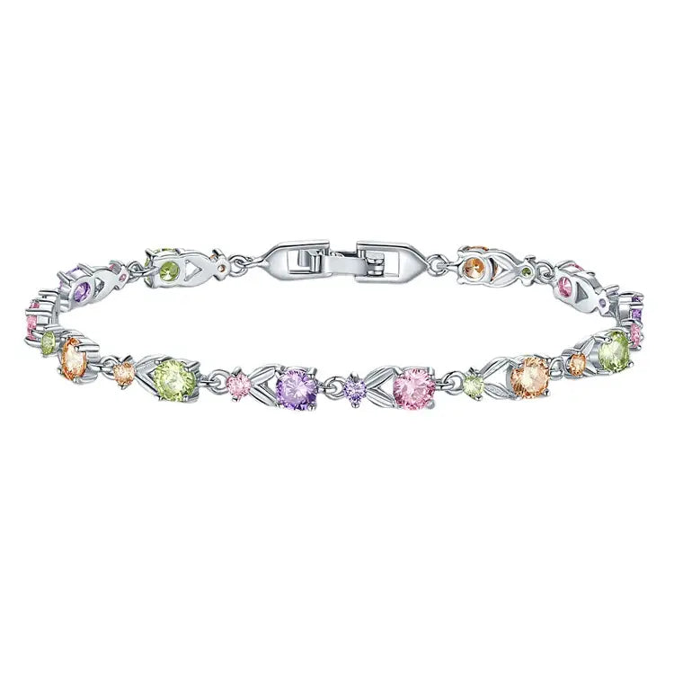Multicolored Gemstone Bracelet for Women with Gold Plating