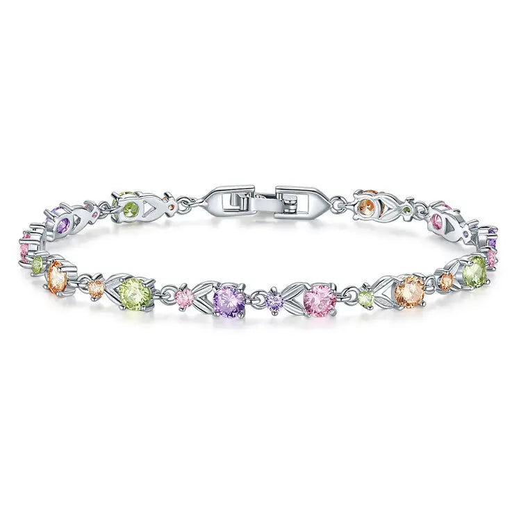 Multicolored Gemstone Bracelet for Women with Gold Plating