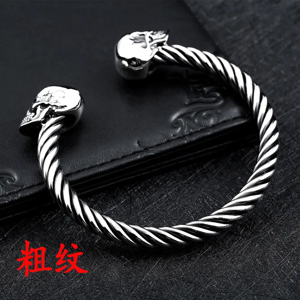 Skull Tied Bracelet Titanium Steel for Men