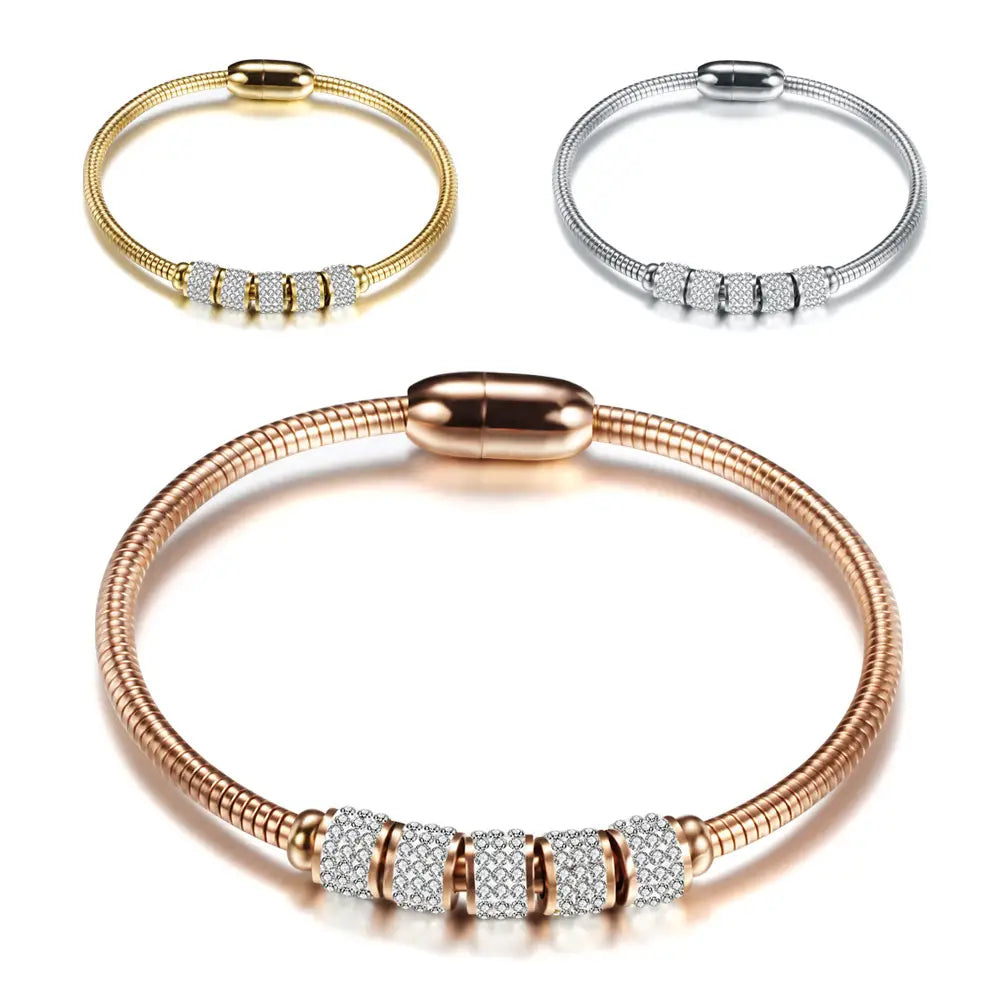 18K Gold Crystal Beaded Bracelet for Women