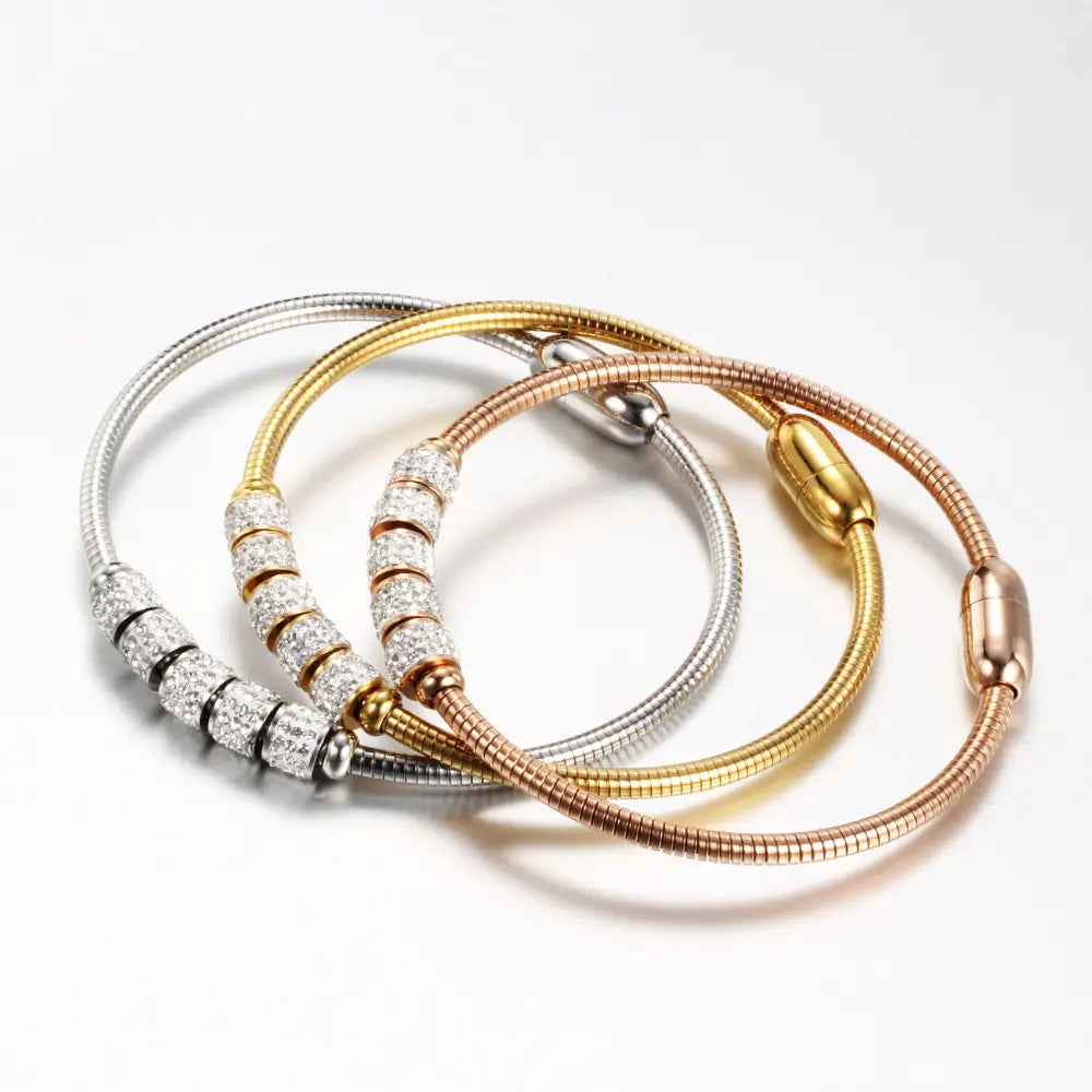 18K Gold Crystal Beaded Bracelet for Women