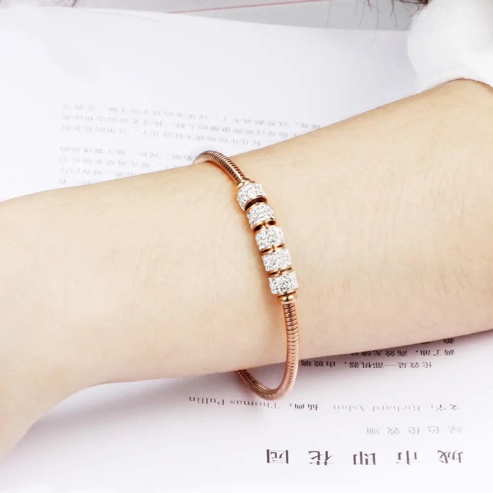 18K Gold Crystal Beaded Bracelet for Women