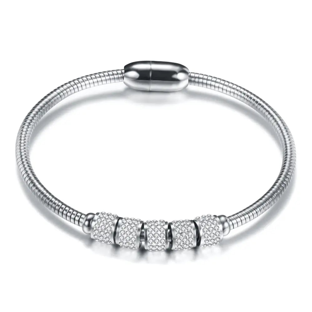 18K Gold Crystal Beaded Bracelet for Women