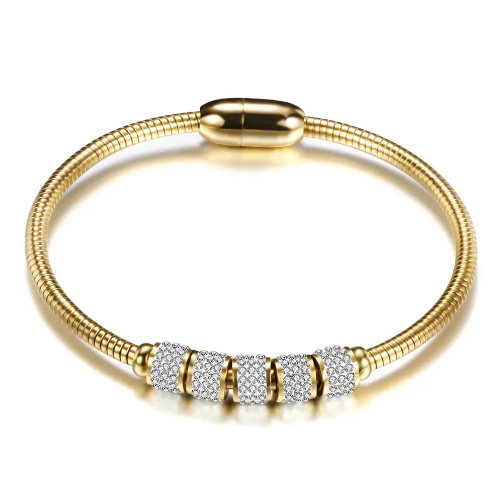 18K Gold Crystal Beaded Bracelet for Women