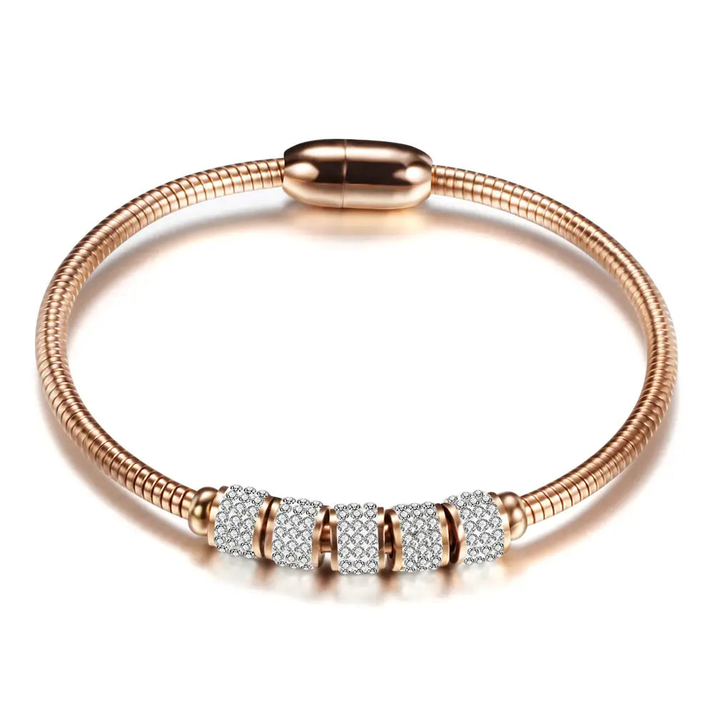 18K Gold Crystal Beaded Bracelet for Women