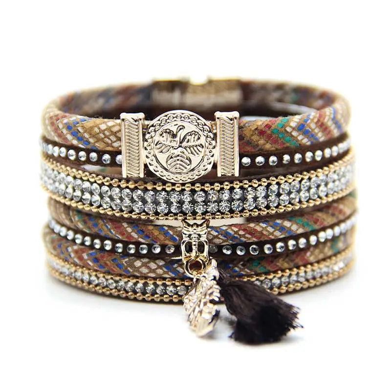 Multi Layered Gold Tassel Bracelet for Women