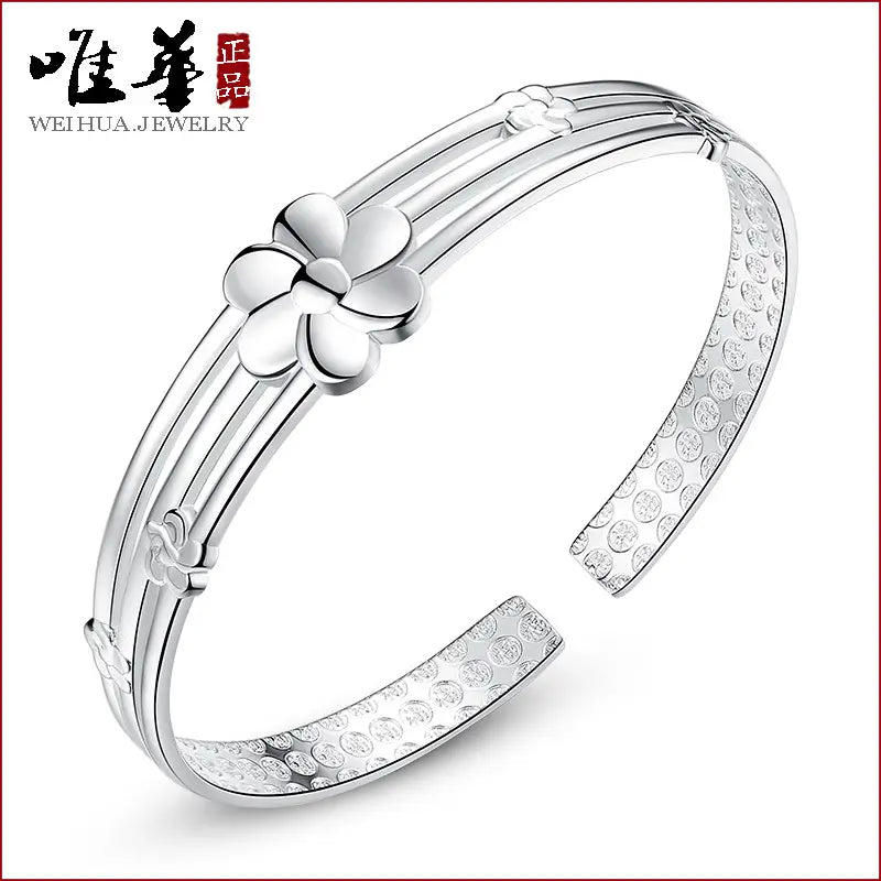 Silver Plated Flower Bracelet for Women