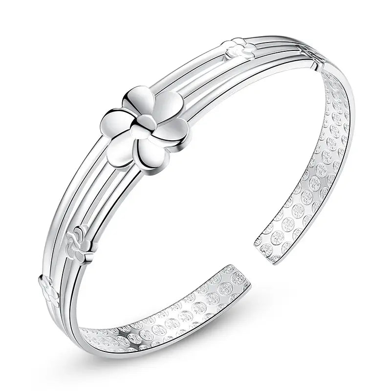 Silver Plated Flower Bracelet for Women