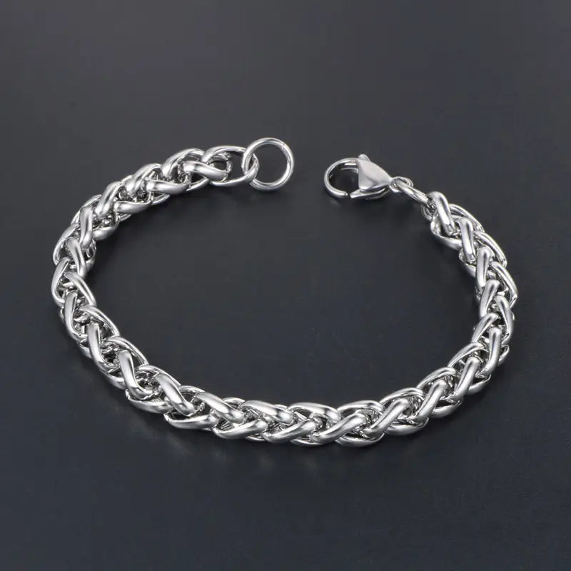 Tactical Steel Bracelet Silver with Lobster Clasp