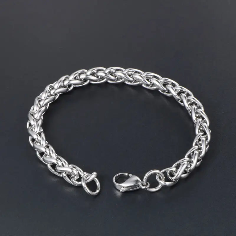 Tactical Steel Bracelet Silver with Lobster Clasp