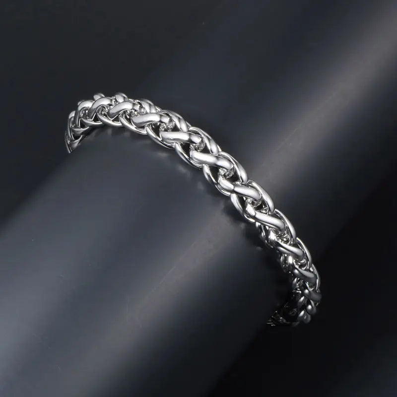Tactical Steel Bracelet Silver with Lobster Clasp