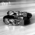 Black Viking Leather Bracelet for Men
