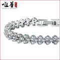 Silver Plated Zircon Floral Bracelet for Women