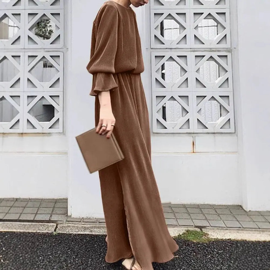 Women Solid Color Retro Kafan Dress White Party Elegant