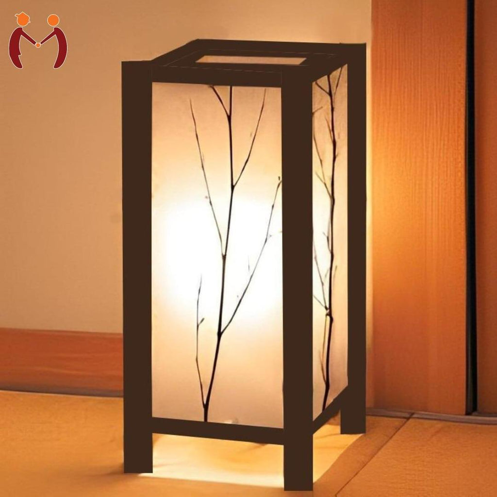 Rechargeable Branch Motif Wooden Lamp Golden Light