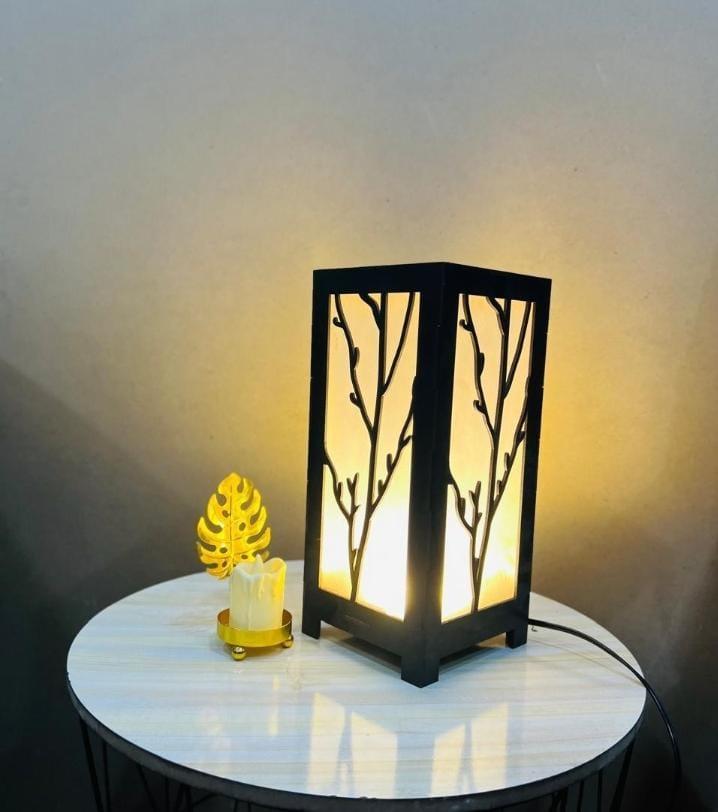 Rechargeable Branch Motif Wooden Lamp Golden Light