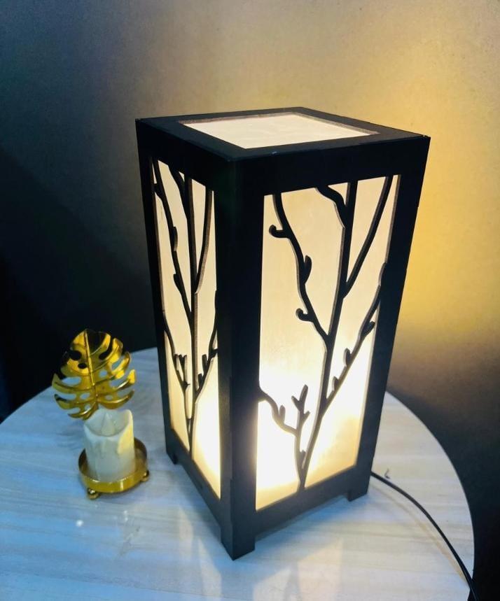 Rechargeable Branch Motif Wooden Lamp Golden Light