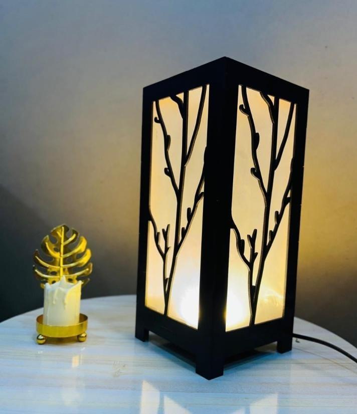 Rechargeable Branch Motif Wooden Lamp Golden Light