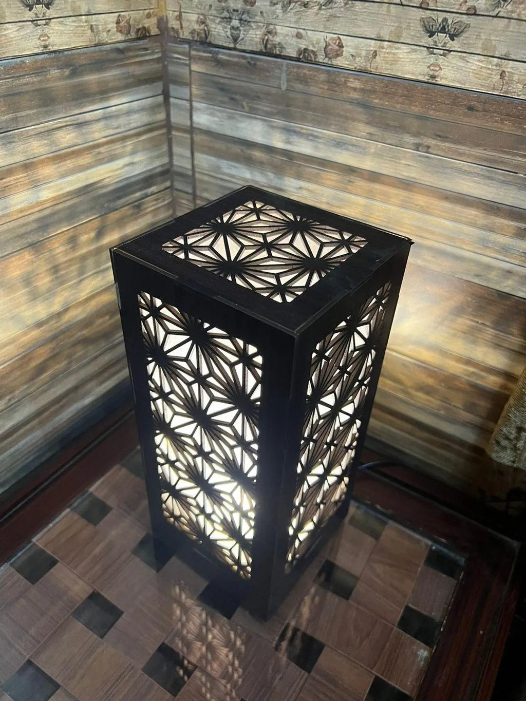Japanese Shoji Wooden Table Lamp with Warm Glow