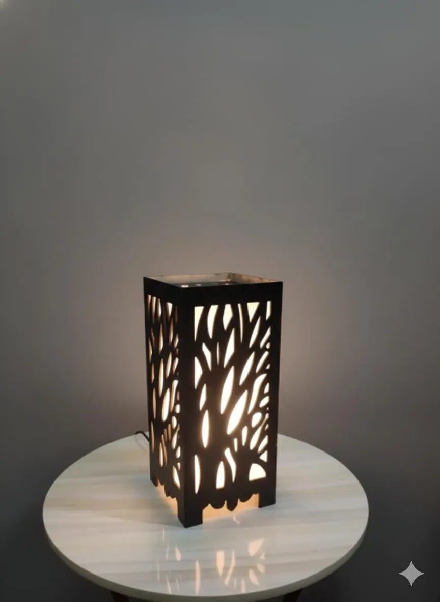 3D Wooden Tree Lamp Black Golden Modern Decor