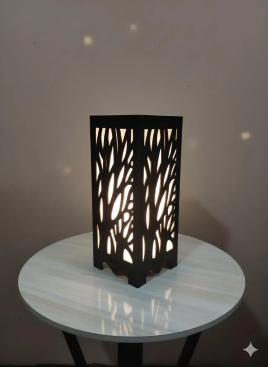 3D Wooden Tree Lamp Black Golden Modern Decor