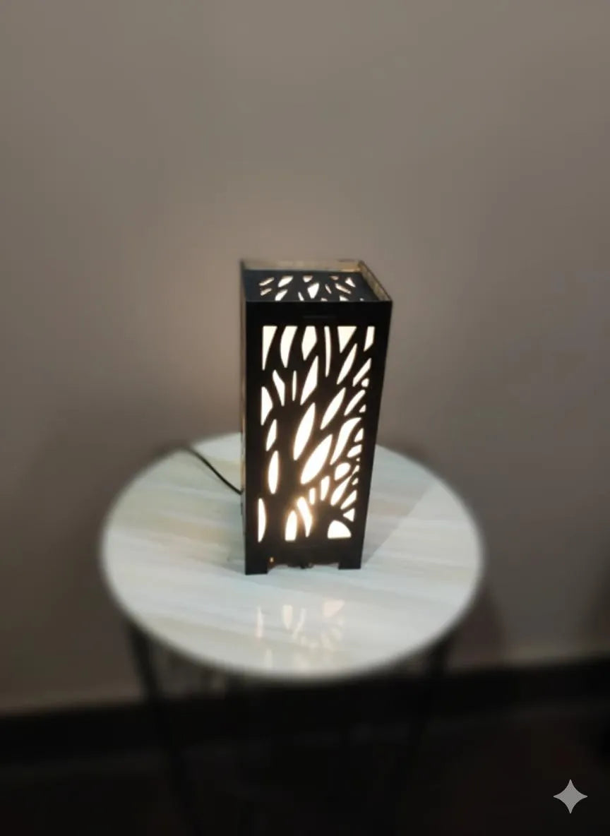 3D Wooden Tree Lamp Black Golden Modern Decor