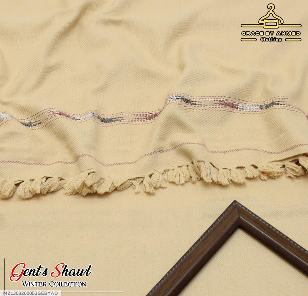 Men's Acrylic Embroidered Shawl Brown Winter