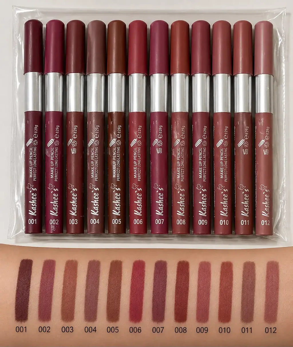 Kashee's All In 1 Foundation, Fixer, Face Powder, Loose Powder, Paint Stick, 12 Pcs Lip Pencil Set, Hair Mask And Face Mask Deal, Pack Of 8