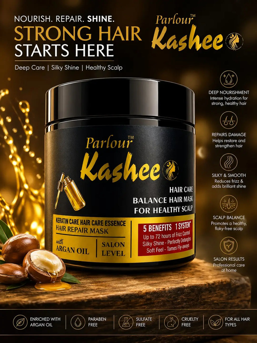 Kashee's All In 1 Foundation, Fixer, Face Powder, Loose Powder, Paint Stick, 12 Pcs Lip Pencil Set, Hair Mask And Face Mask Deal, Pack Of 8