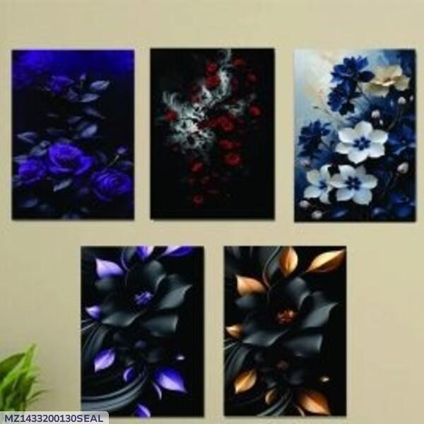 5Pcs 3D Abstract Art Wall Frames MDF Wood Decor