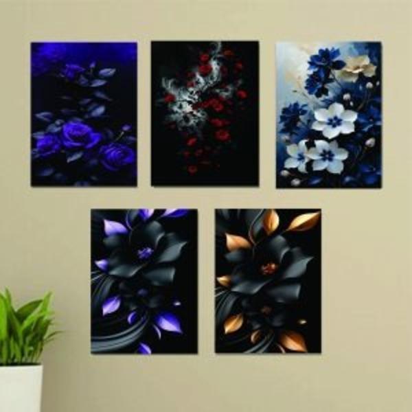 5Pcs 3D Abstract Art Wall Frames MDF Wood Decor