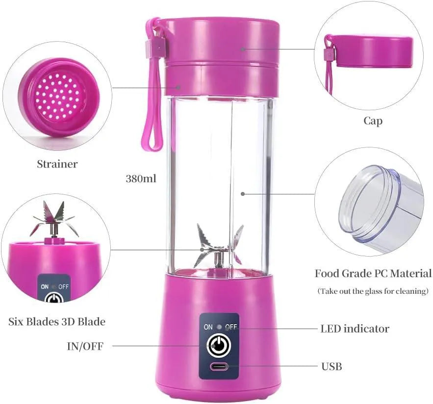 Electric Juicer Blender Blue Portable Compact