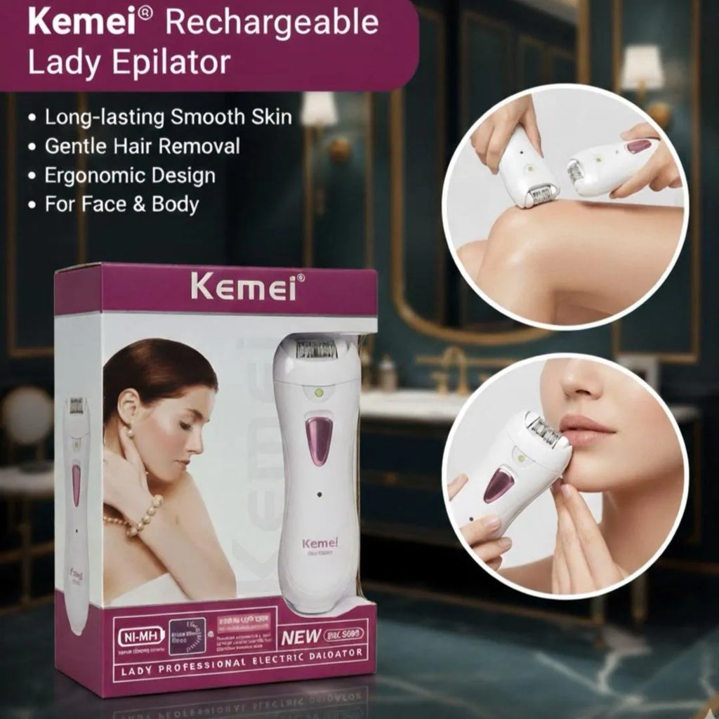 Kemei Rechargeable Lady Hair Clipper Shaver White