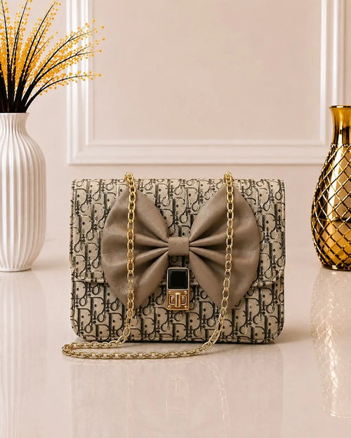 Women's Leather Plain Shoulder Bag - Beige 2