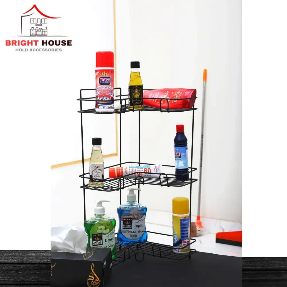 Multi-Level Spice Rack Black Metal Kitchen Organizer
